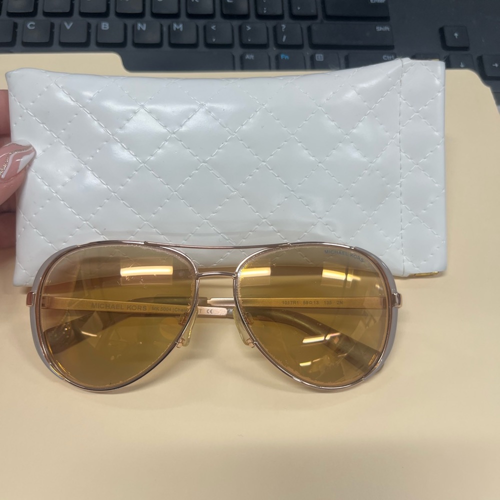 Michael Kors Gold-Tone Aviator Sunglasses